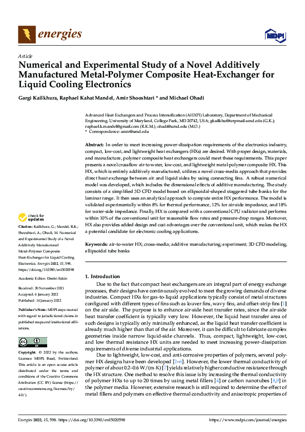 (PDF) Numerical and Experimental Study of a Novel Additively ...