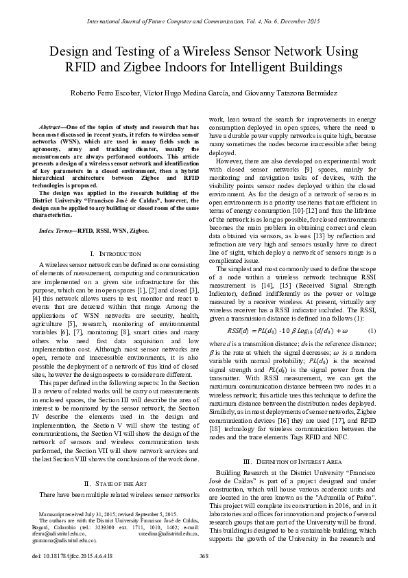(PDF) Design and Testing of a Wireless Sensor Network Using RFID and ...