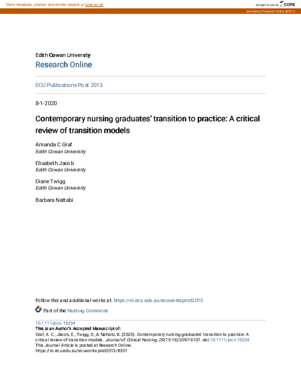 (PDF) Contemporary nursing graduates\u27 transition to practice: A ...
