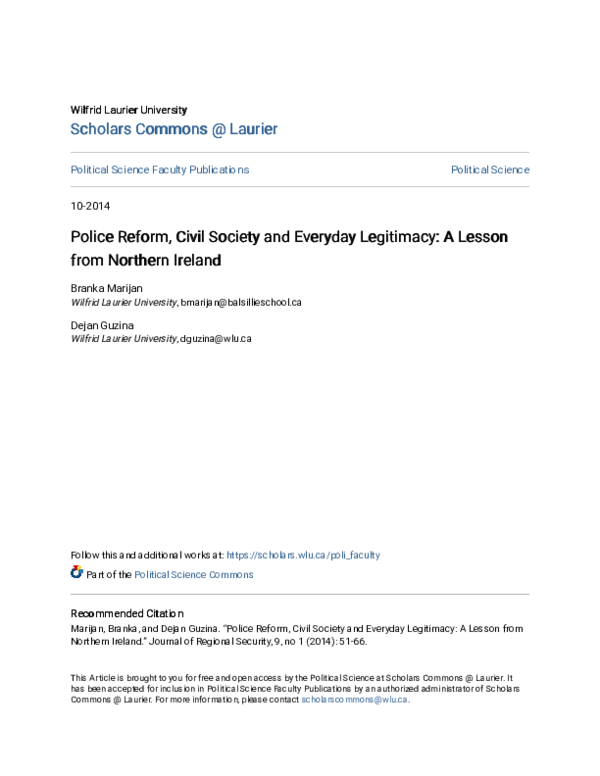 (PDF) Police reform in Northern Ireland