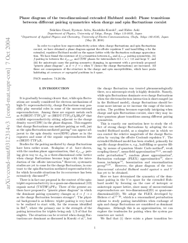 (PDF) Phase diagram of the two-dimensional extended Hubbard model ...