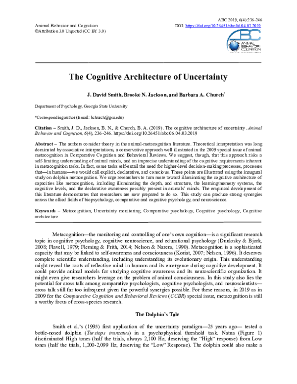 (PDF) The Cognitive Architecture of Uncertainty