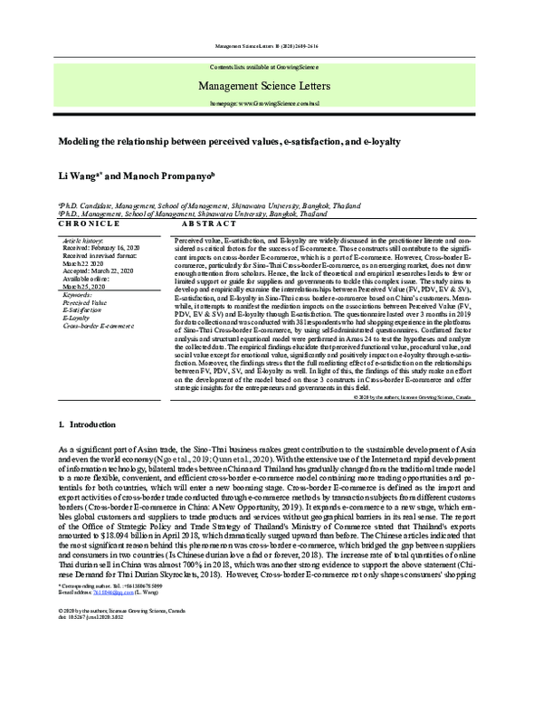 (PDF) Modeling the relationship between perceived values, e ...