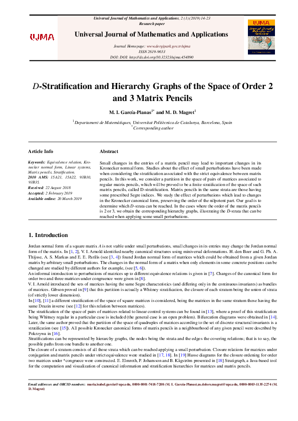 (PDF) $D$-Stratification and Hierarchy Graphs of the Space of Order 2 ...