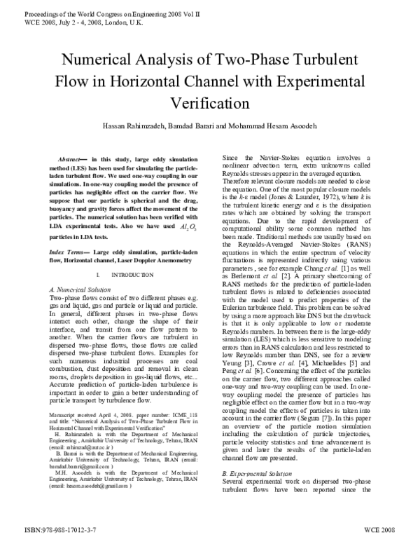 (PDF) Numerical Analysis of Two-Phase Turbulent Flow in Horizontal ...