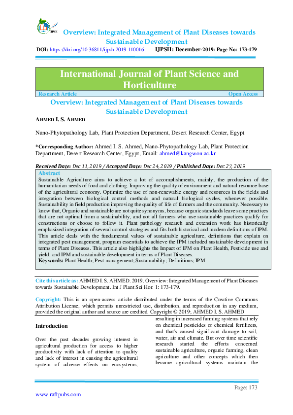(PDF) Overview Integrated Management of Plant Diseases towards