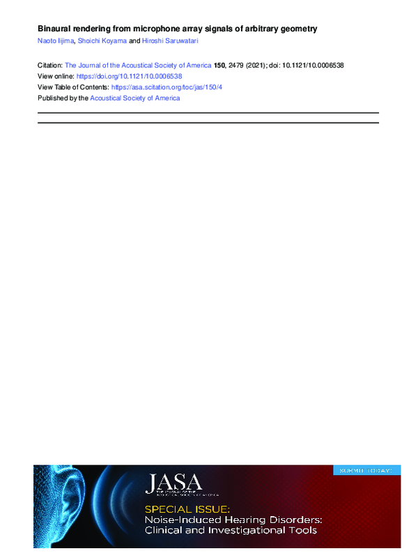 (PDF) Binaural rendering from microphone array signals of arbitrary ...