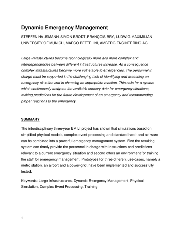 (PDF) Dynamic Emergency Management