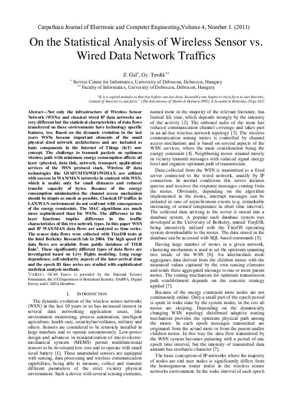 (PDF) On the Statistical Analysis of Wireless Sensor vs. Wired Data ...