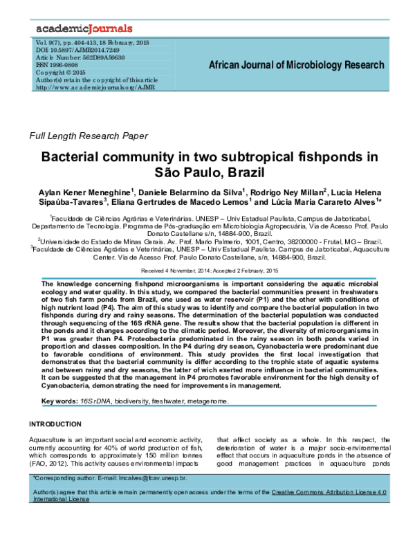 (PDF) African Journal of Microbiology Research Bacterial community in ...