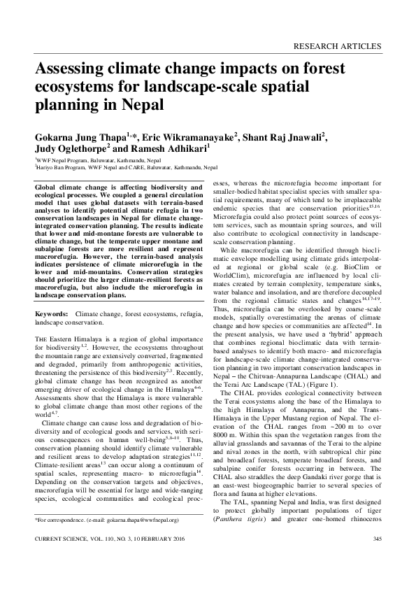 (PDF) Assessing Climate Change Impacts on forest Ecosystems for ...