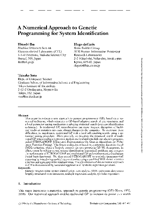 (PDF) A Numerical Approach to Genetic Programming for System Identification