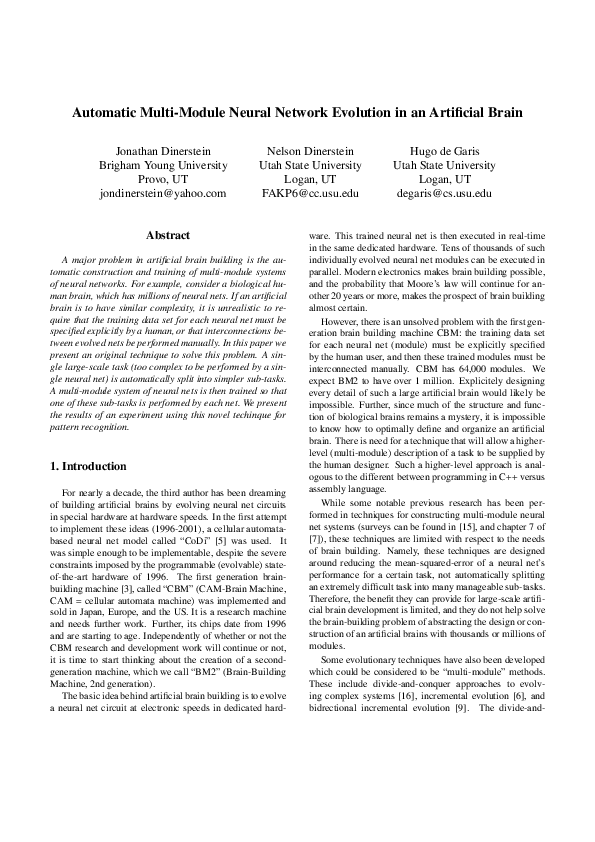(PDF) Automatic multi-module neural network evolution in an artificial ...