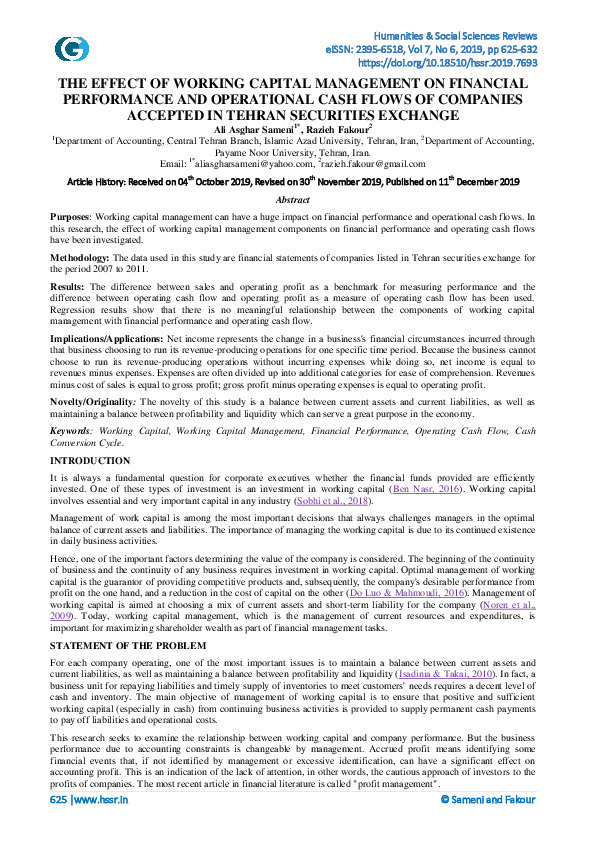 (PDF) The Effect of Working Capital Management on Financial Performance ...