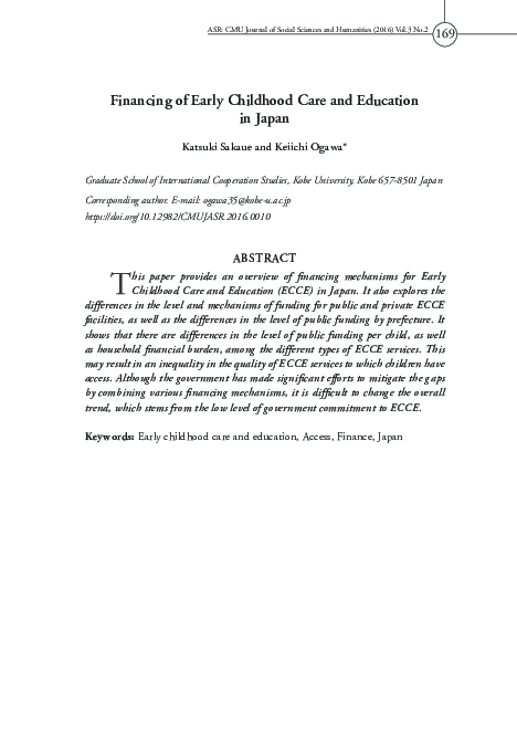 (PDF) Financing of Early Childhood Care and Education in Japan