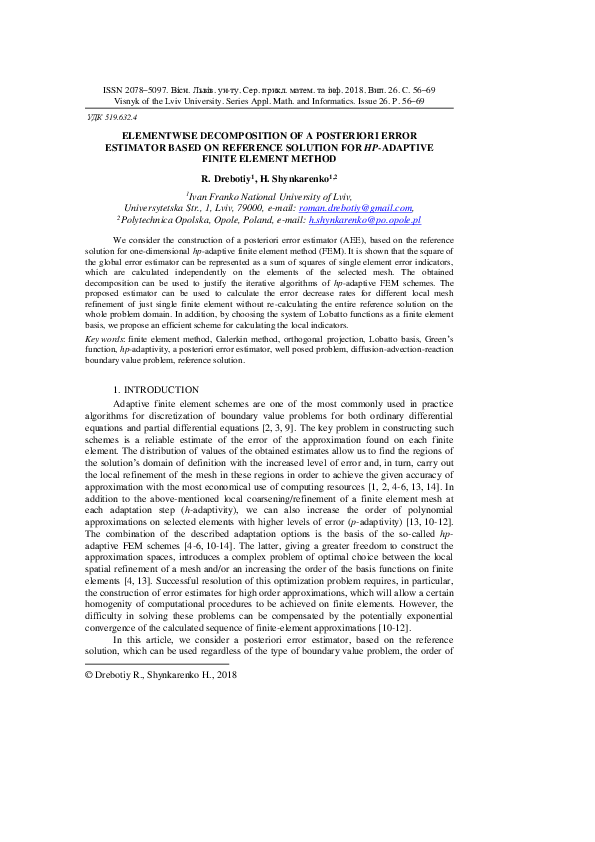 (PDF) Elementwise Decomposition of a Posteriori Error Estimator Based ...