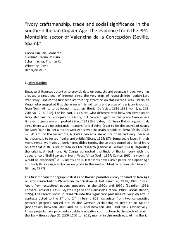 (PDF) Ivory Craftsmanship, Trade and Social Significance in the ...