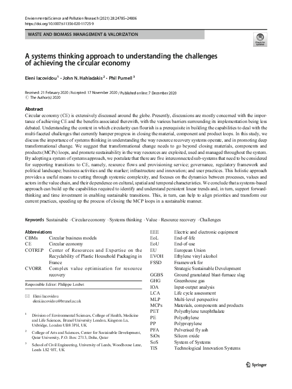 (PDF) A systems thinking approach to understanding the challenges of ...