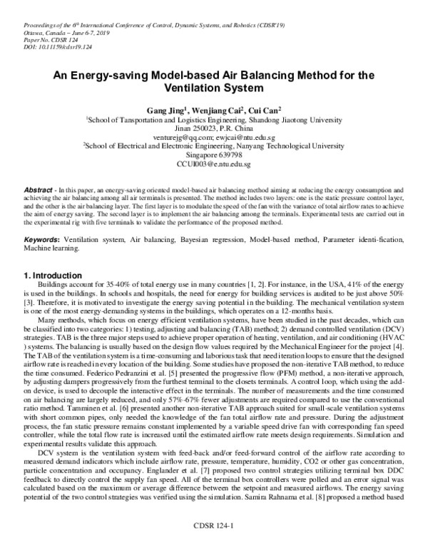 (PDF) An Energy-saving Model-based Air Balancing Method for the ...