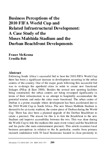 (PDF) Business Perceptions of the 2010 FIFA World Cup and Related ...