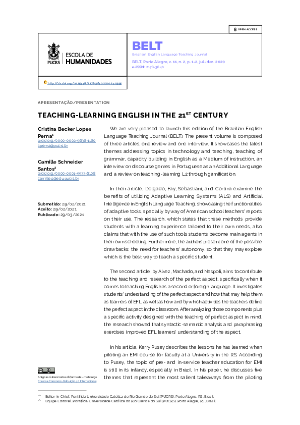 (PDF) Teaching-Learning English in the 21ST Century