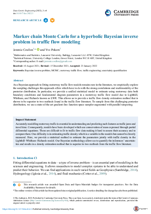 (PDF) Markov chain Monte Carlo for a hyperbolic Bayesian inverse ...