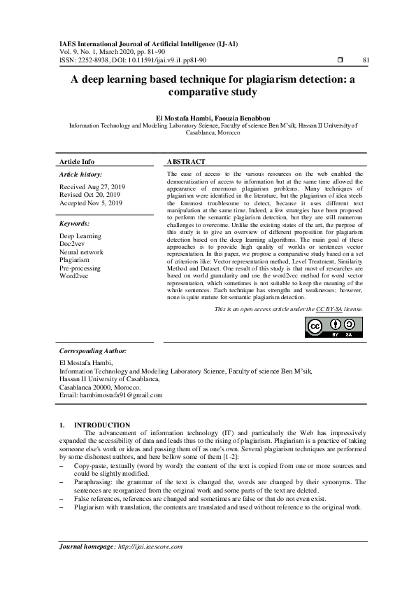(PDF) A deep learning based technique for plagiarism detection: a ...