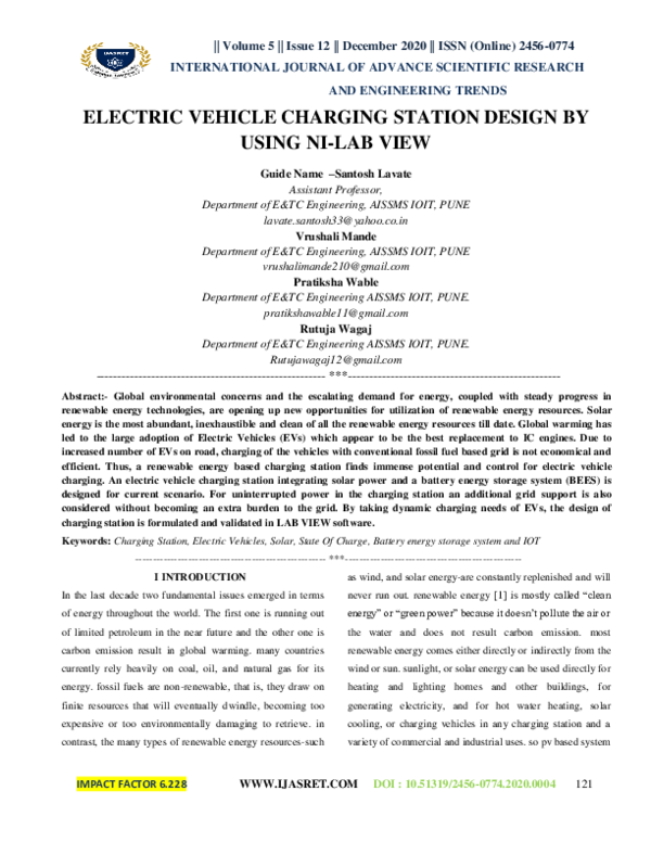 (PDF) Electric Vehicle Charging Station Design by Using NILAB View