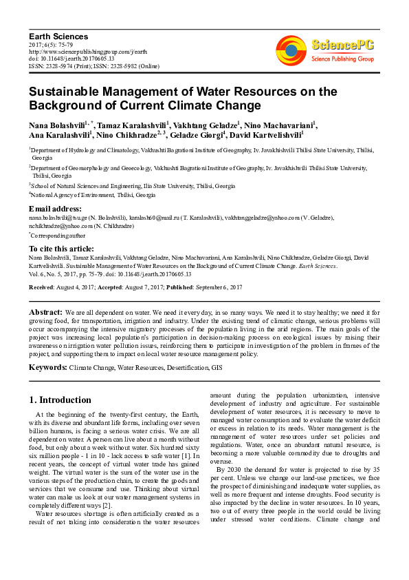 (PDF) Sustainable Management of Water Resources on the Background of ...