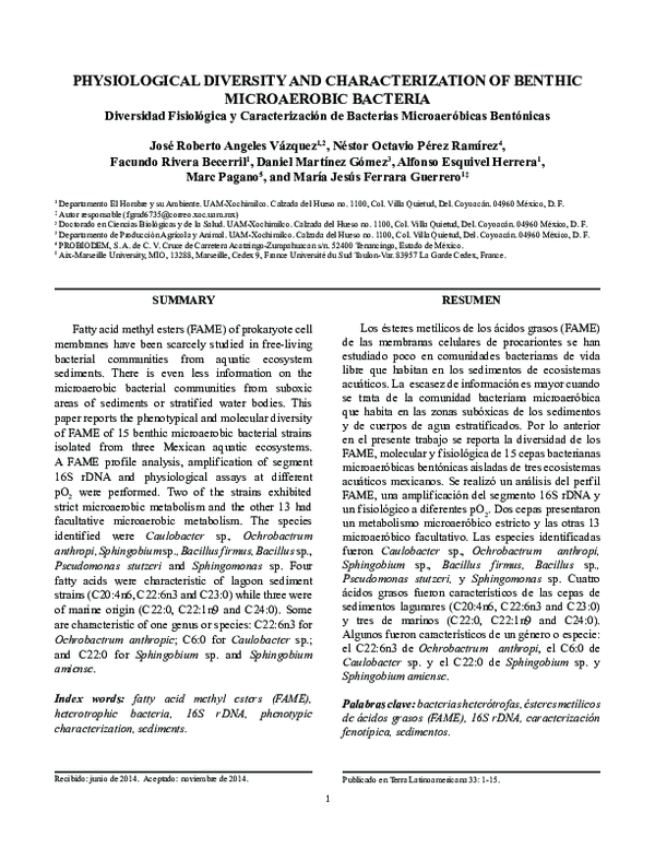 (PDF) Physiological Diversity and Characterization of Benthic ...