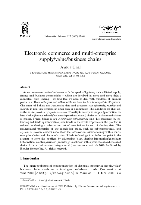 (PDF) Electronic commerce and multi-enterprise supply/value/business chains