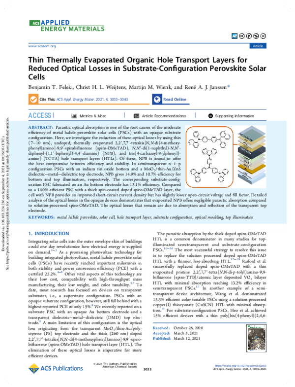 (PDF) Thin Thermally Evaporated Organic Hole Transport Layers for ...