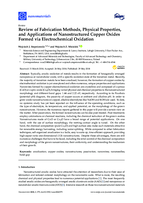 (PDF) Review of Fabrication Methods, Physical Properties, and ...