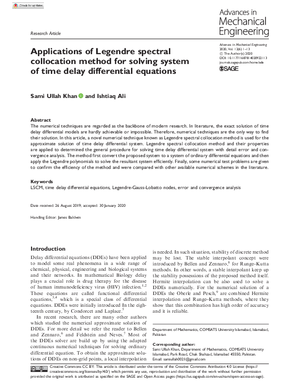 (PDF) Applications of Legendre spectral collocation method for solving ...