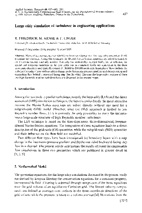 (PDF) Large eddy simulation of turbulence in engineering applications