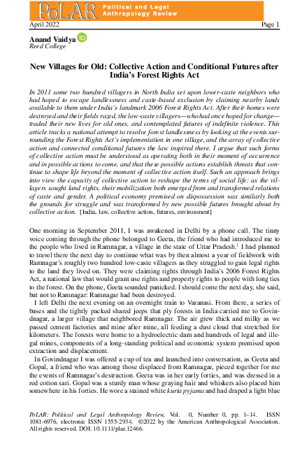 (PDF) New Villages for Old: Collective Action and Conditional Futures ...
