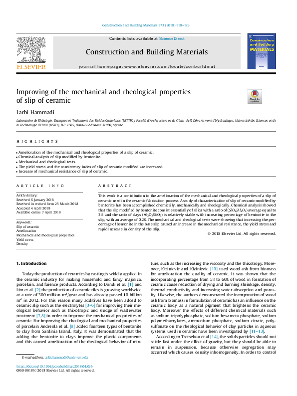 (PDF) Improving of the mechanical and rheological properties of slip of ...