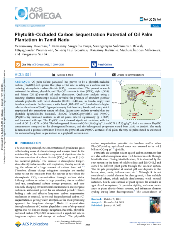 (PDF) Phytolith-Occluded Carbon Sequestration Potential of Oil Palm ...