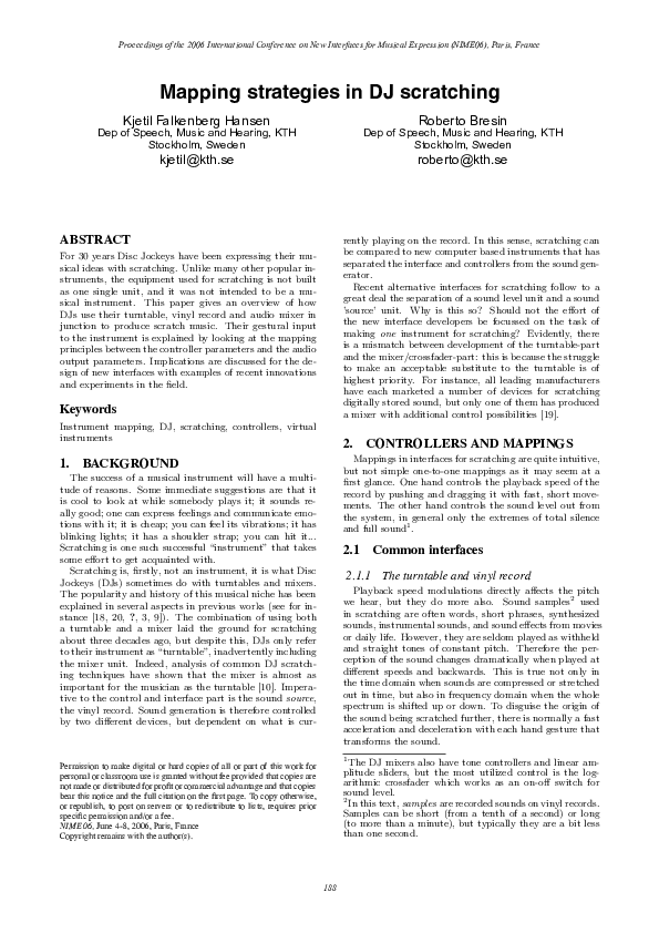 (PDF) Mapping Strategies In Dj Scratching
