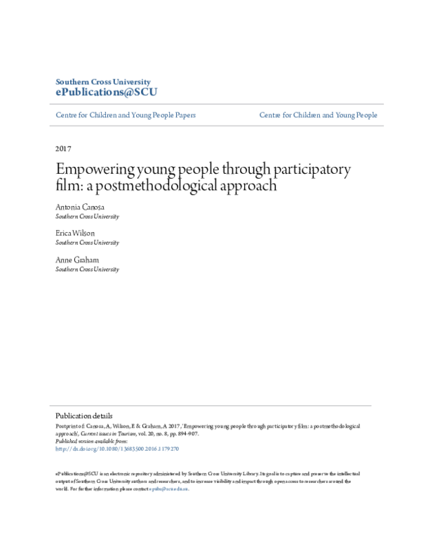 (PDF) Empowering young people through participatory film: a ...