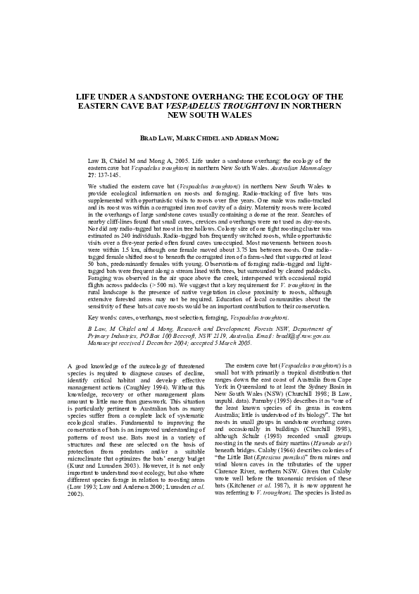 (PDF) Life under a sandstone overhang: the ecology of the eastern cave ...