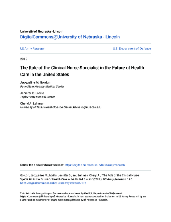 (PDF) The Role of the Clinical Nurse Specialist in the Future of Health ...