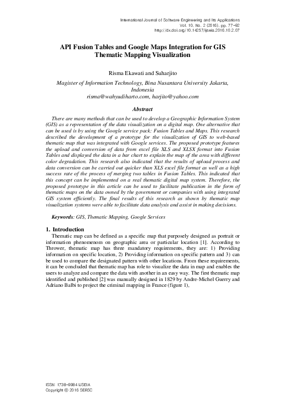 (PDF) API Fusion Tables and Google Maps Integration for GIS Thematic ...