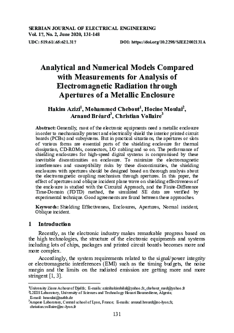 (PDF) Analytical and numerical models compared with measurements for ...