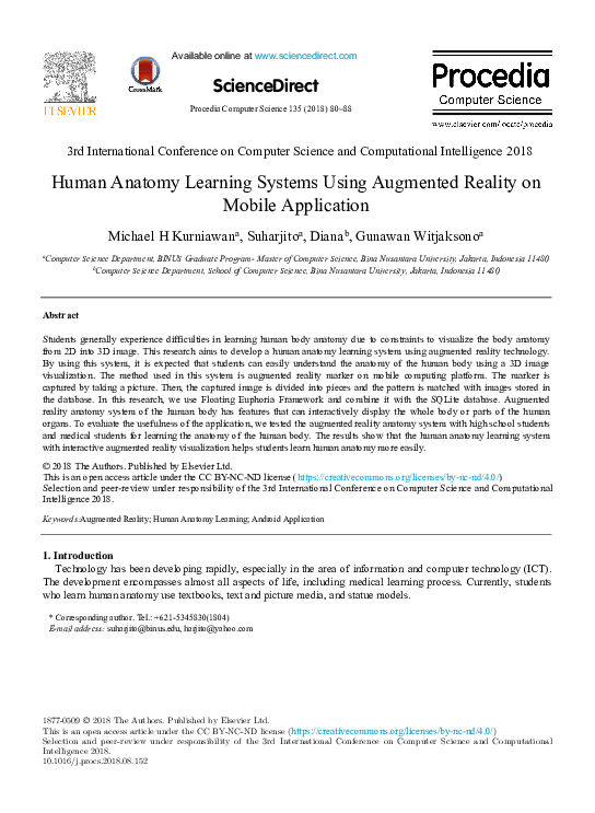 (PDF) Human Anatomy Learning Systems Using Augmented Reality on Mobile ...