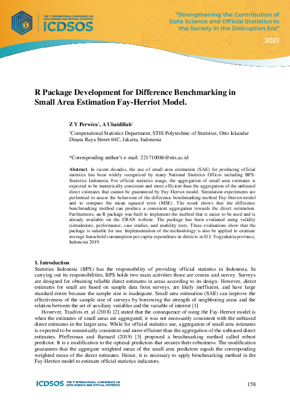 (PDF) R Package Development for Difference Benchmarking in Small Area ...