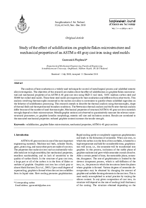 (PDF) Study of the effect of solidification on graphite flakes ...