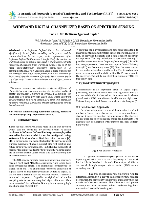 (PDF) Wideband Digital Channelizer based on Spectrum Sensing