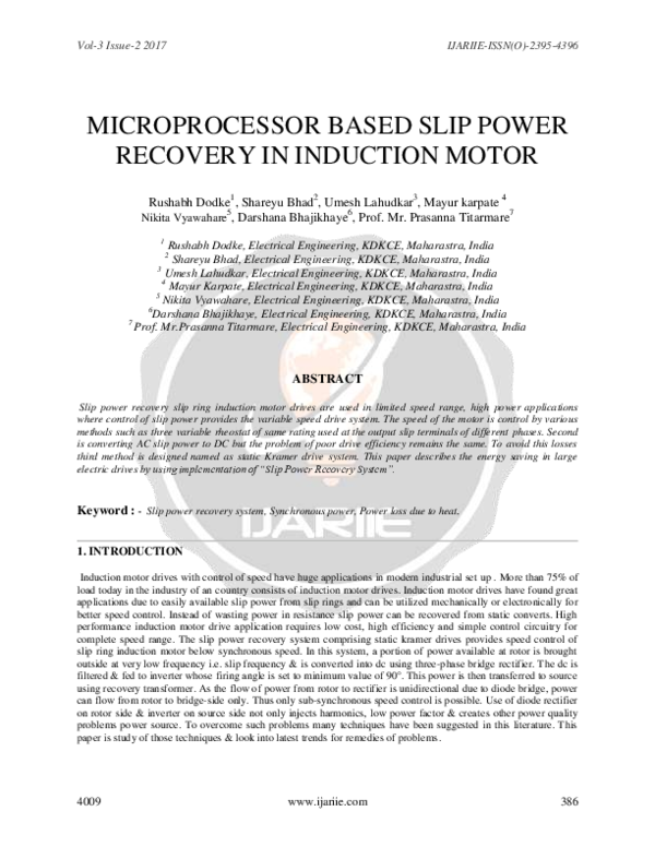 (PDF) Microprocessor Based Slip Power Recovery in Induction Motor