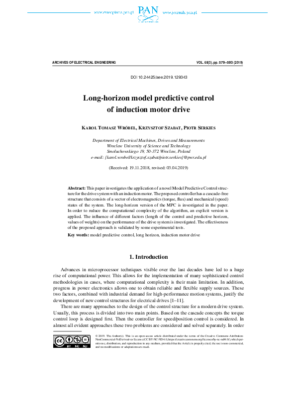 (PDF) Long-horizon model predictive control of induction motor drive